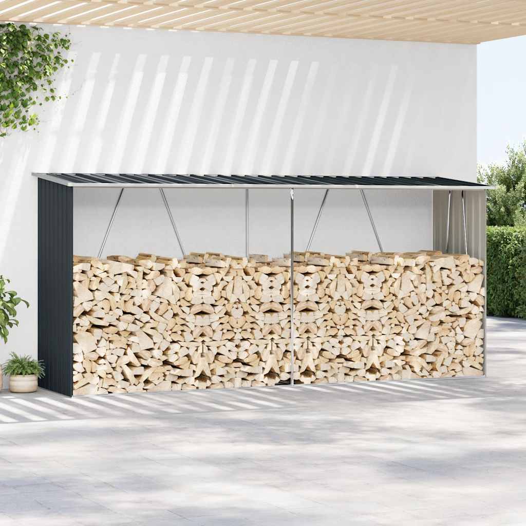 Brennholzlager Verzinkter Stahl 330x84x152 cm Anthrazit