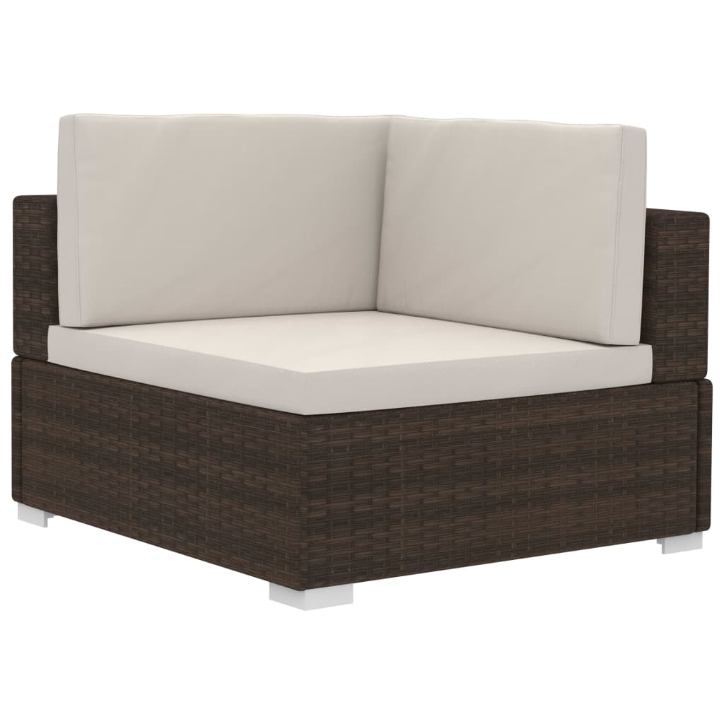 vidaXL 4-tlg. Garten-Sofagarnitur mit Auflagen Poly Rattan Braun