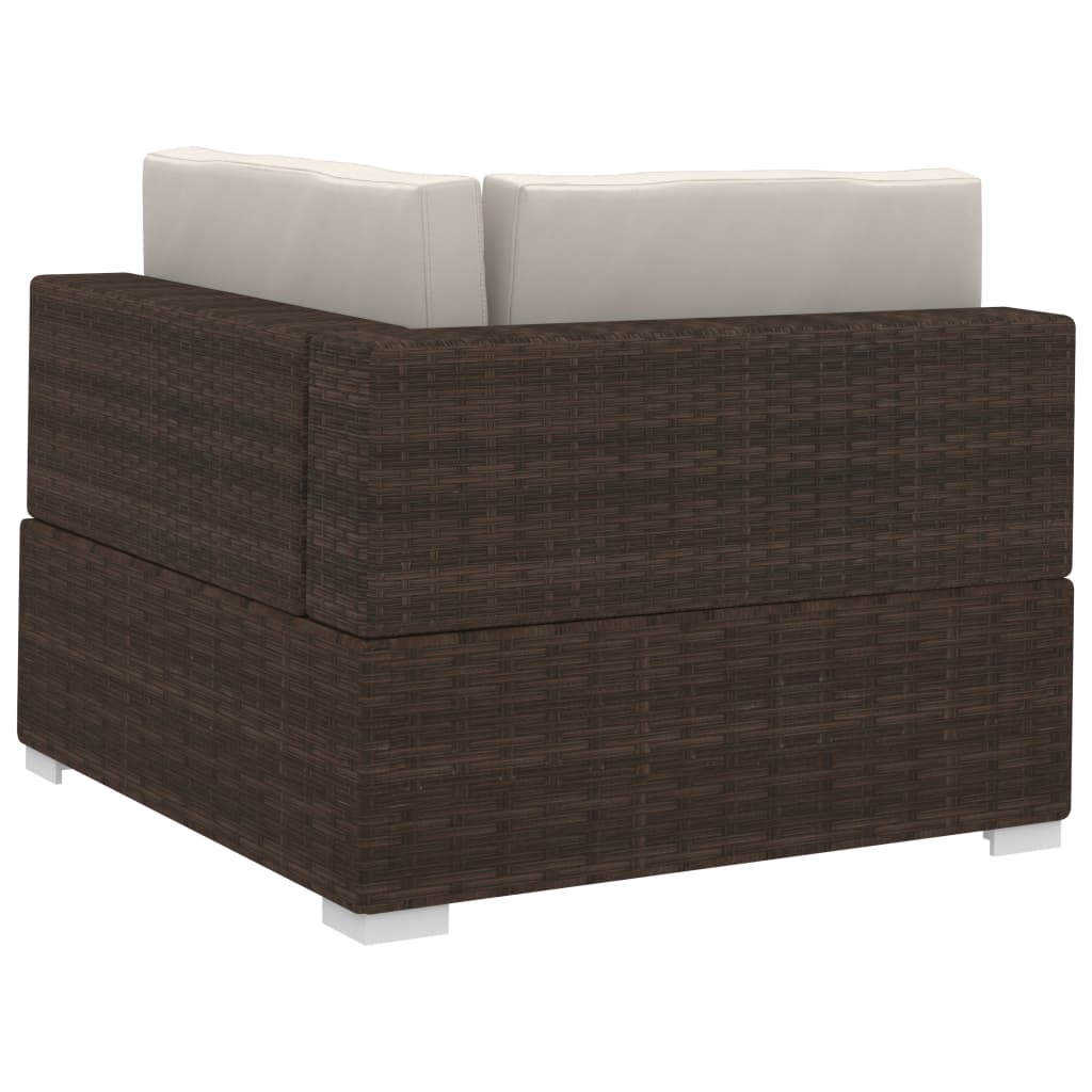 vidaXL 4-tlg. Garten-Sofagarnitur mit Auflagen Poly Rattan Braun