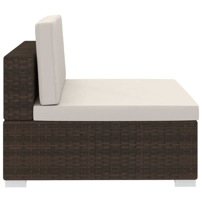 vidaXL 4-tlg. Garten-Sofagarnitur mit Auflagen Poly Rattan Braun