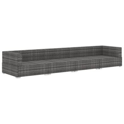 vidaXL 4-tlg. Garten-Sofagarnitur mit Auflagen Poly Rattan Grau