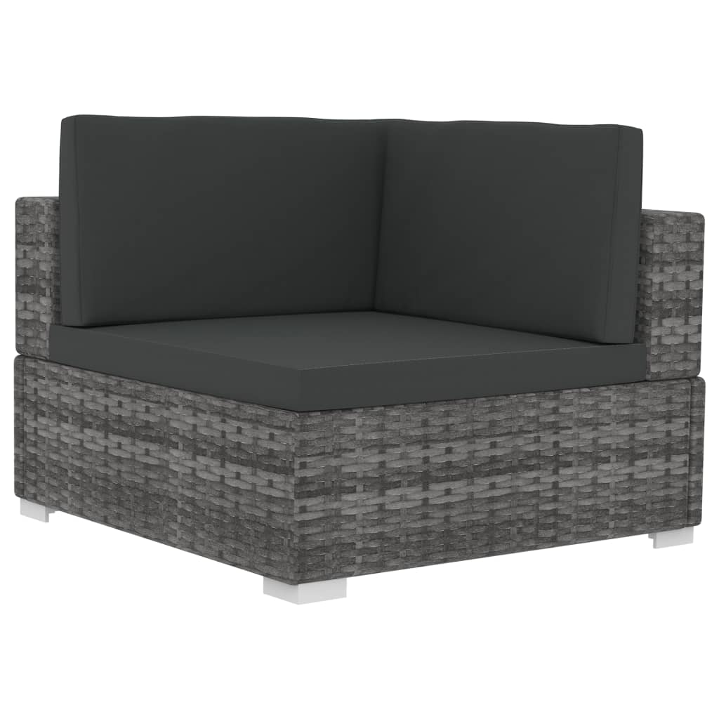 vidaXL 4-tlg. Garten-Sofagarnitur mit Auflagen Poly Rattan Grau