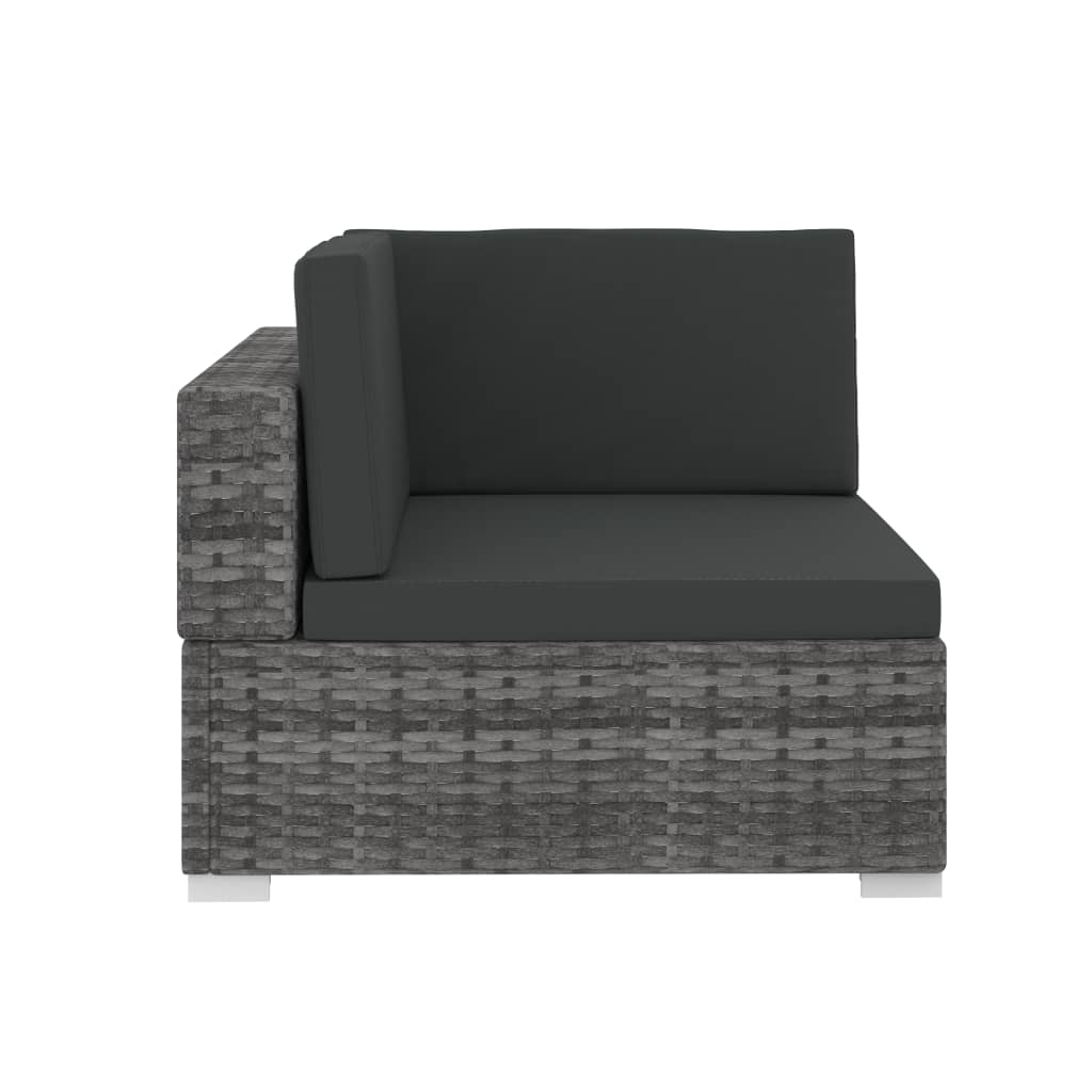 vidaXL 4-tlg. Garten-Sofagarnitur mit Auflagen Poly Rattan Grau