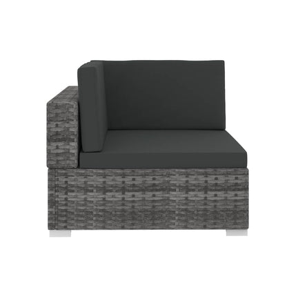 vidaXL 4-tlg. Garten-Sofagarnitur mit Auflagen Poly Rattan Grau