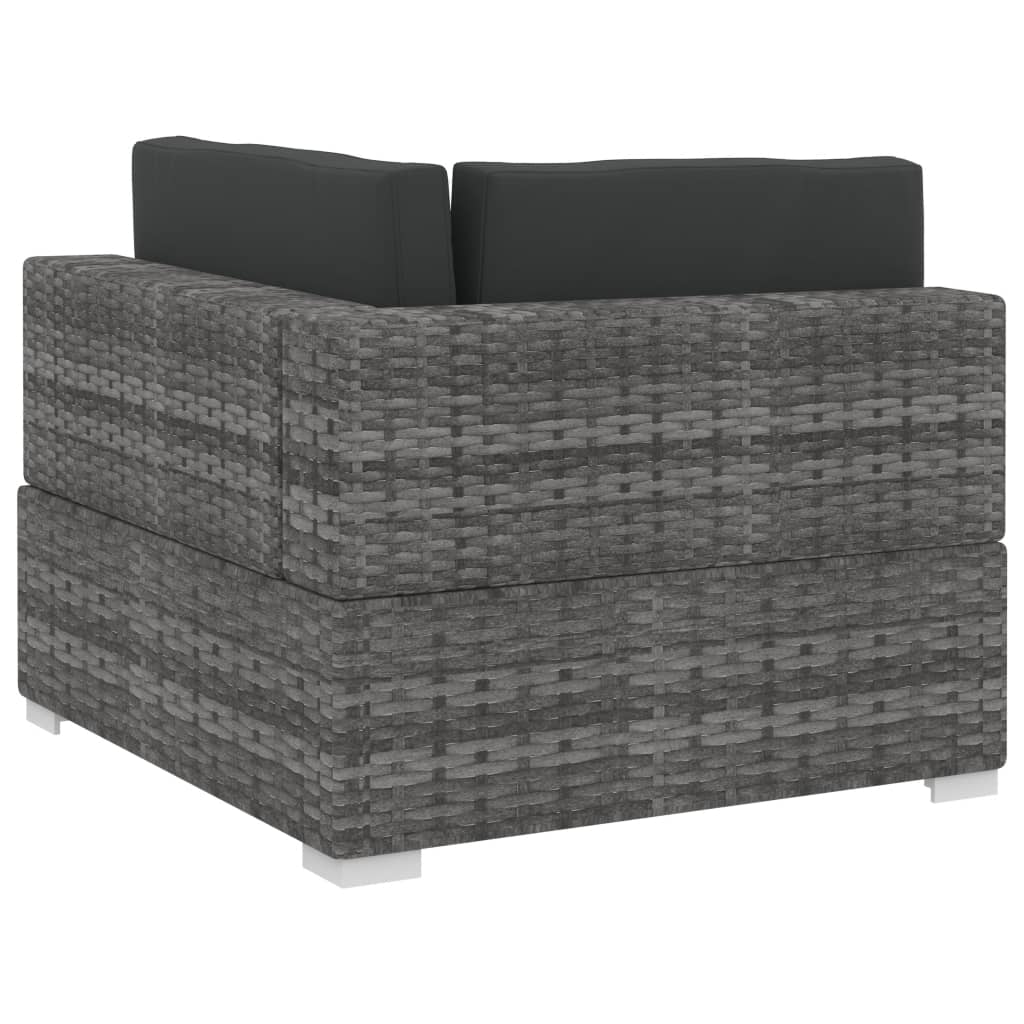 vidaXL 4-tlg. Garten-Sofagarnitur mit Auflagen Poly Rattan Grau