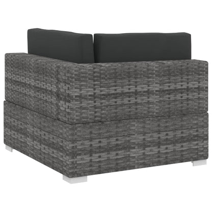 vidaXL 4-tlg. Garten-Sofagarnitur mit Auflagen Poly Rattan Grau