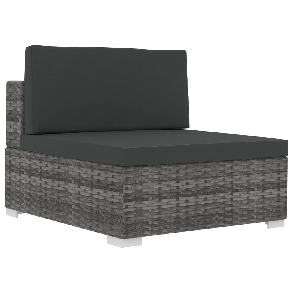 vidaXL 4-tlg. Garten-Sofagarnitur mit Auflagen Poly Rattan Grau