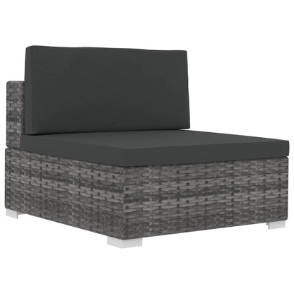 vidaXL 4-tlg. Garten-Sofagarnitur mit Auflagen Poly Rattan Grau
