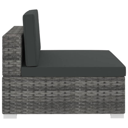 vidaXL 4-tlg. Garten-Sofagarnitur mit Auflagen Poly Rattan Grau