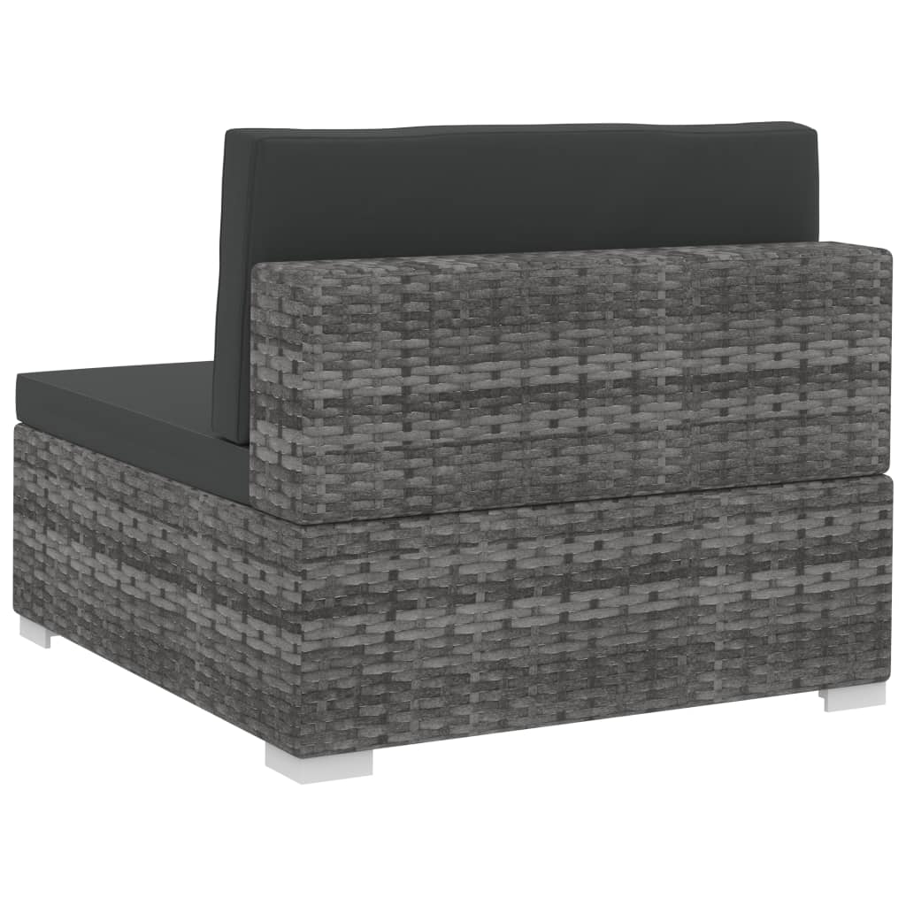 vidaXL 4-tlg. Garten-Sofagarnitur mit Auflagen Poly Rattan Grau
