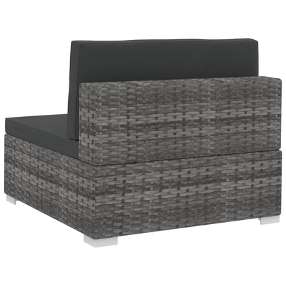 vidaXL 4-tlg. Garten-Sofagarnitur mit Auflagen Poly Rattan Grau