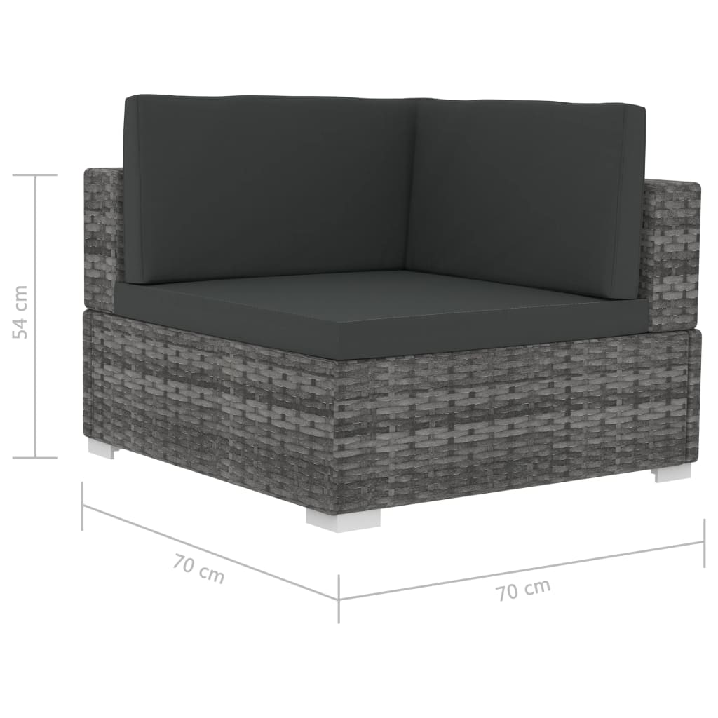 vidaXL 4-tlg. Garten-Sofagarnitur mit Auflagen Poly Rattan Grau