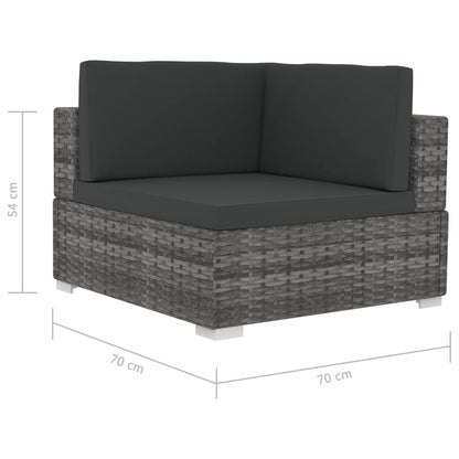 vidaXL 4-tlg. Garten-Sofagarnitur mit Auflagen Poly Rattan Grau