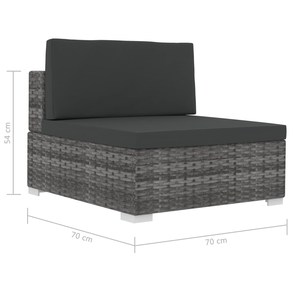 vidaXL 4-tlg. Garten-Sofagarnitur mit Auflagen Poly Rattan Grau