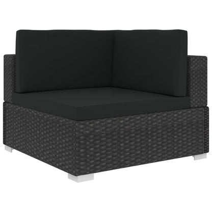 vidaXL 4-tlg. Garten-Sofagarnitur mit Auflagen Poly Rattan Schwarz