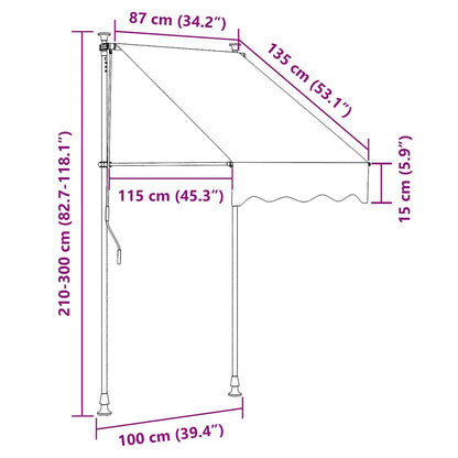 vidaXL Markise Einziehbar Handbetrieben 100 cm Blau/Weiß Gestreift