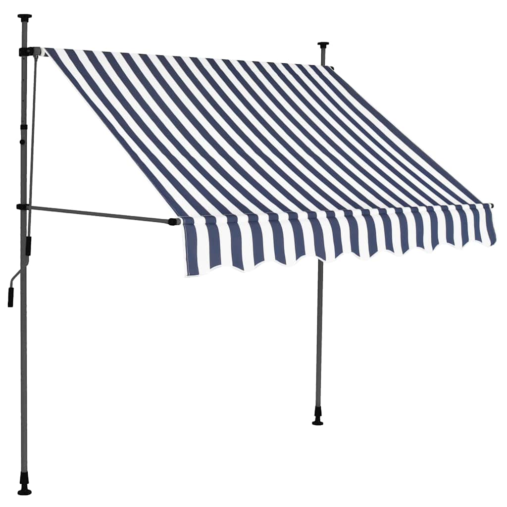 vidaXL Einziehbare Markise Handbetrieben mit LED 200 cm Blau und Weiß