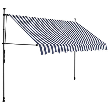 vidaXL Einziehbare Markise Handbetrieben mit LED 250 cm Blau und Weiß