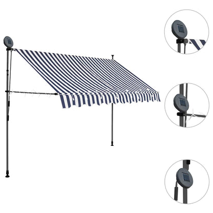 vidaXL Einziehbare Markise Handbetrieben mit LED 250 cm Blau und Weiß