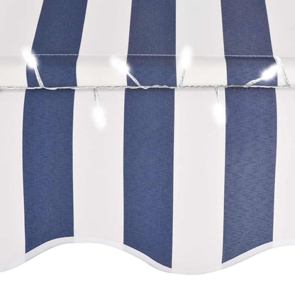 vidaXL Einziehbare Markise Handbetrieben mit LED 250 cm Blau und Weiß
