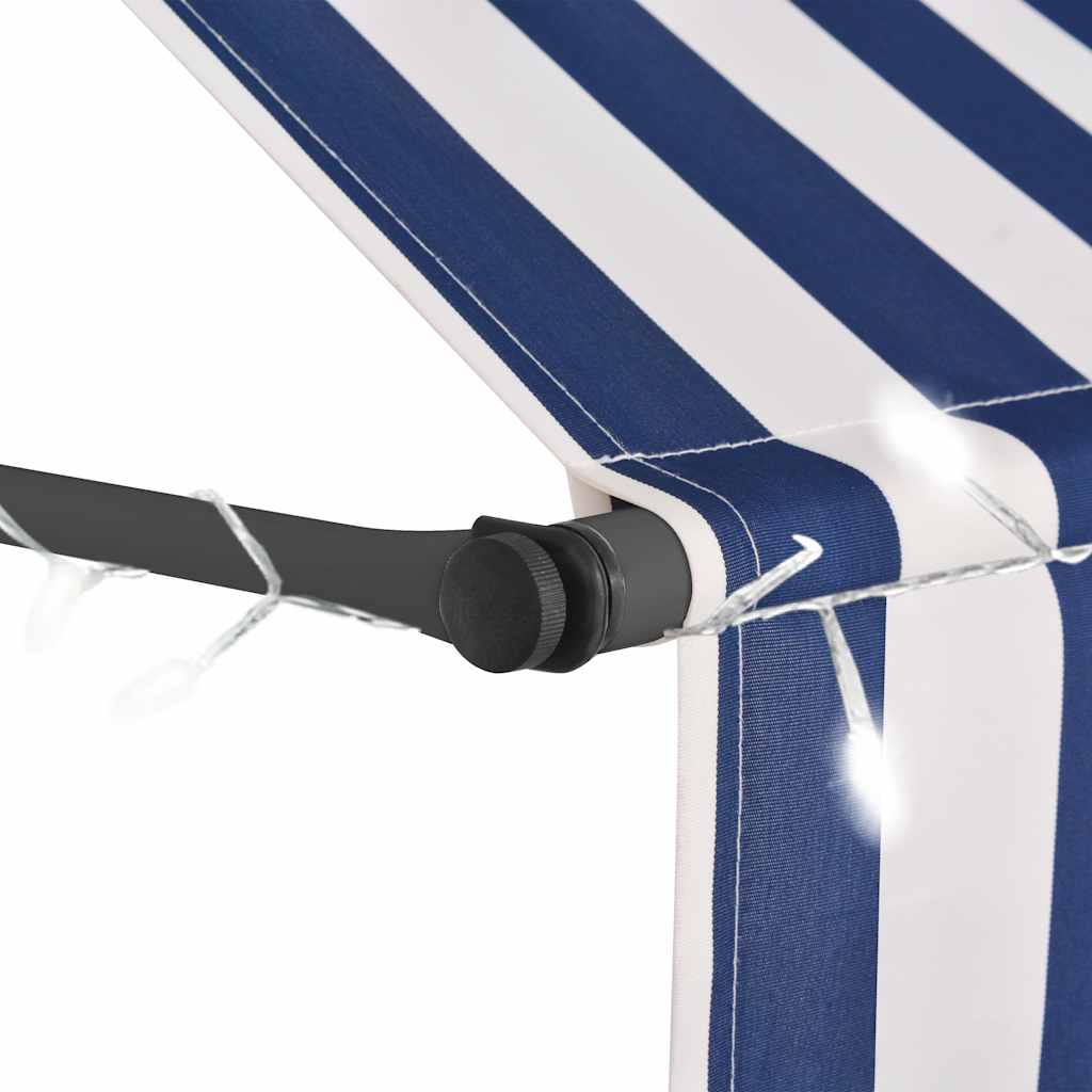 vidaXL Einziehbare Markise Handbetrieben mit LED 300 cm Blau und Weiß