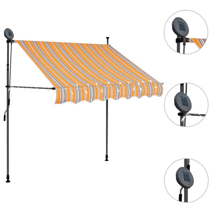 vidaXL Einziehbare Markise Handbetrieben mit LED 150 cm Gelb und Blau