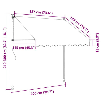 vidaXL Einziehbare Markise Handbetrieben mit LED 200 cm Gelb und Blau
