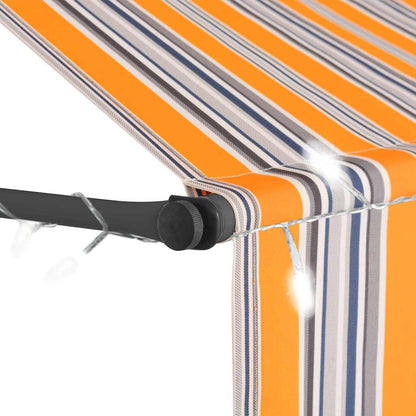 vidaXL Einziehbare Markise Handbetrieben mit LED 400 cm Gelb und Blau