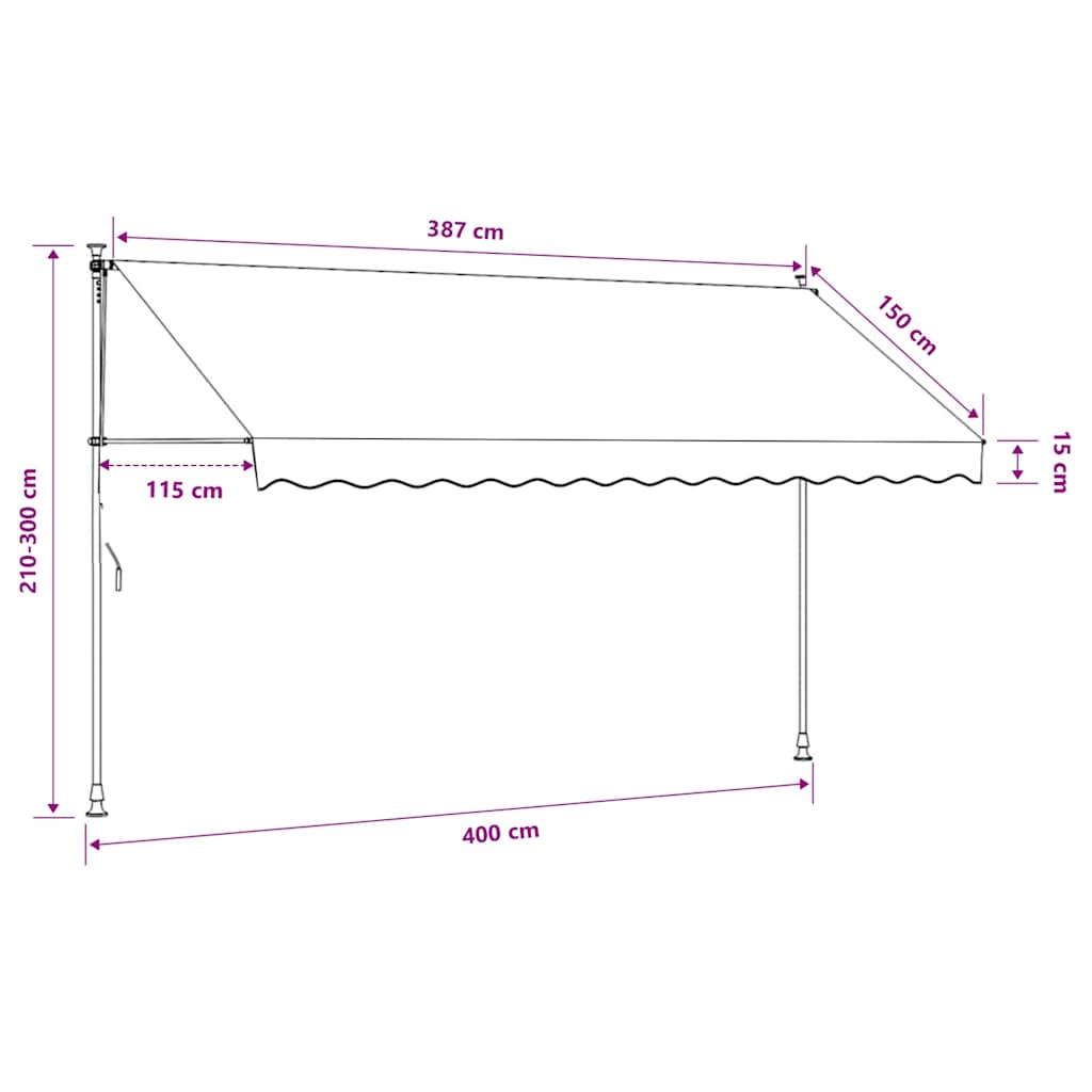 vidaXL Einziehbare Markise Handbetrieben mit LED 400 cm Gelb und Blau