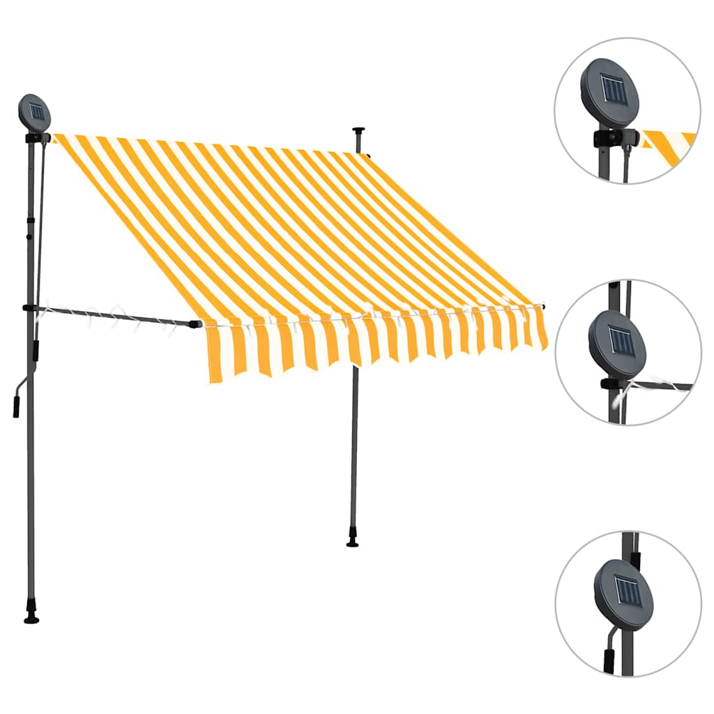 vidaXL Einziehbare Markise Handbetrieben mit LED 150 cm Weiß Orange