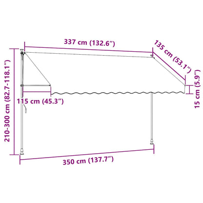 vidaXL Einziehbare Markise Handbetrieben mit LED 350 cm Weiß Orange