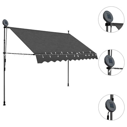 vidaXL Einziehbare Markise Handbetrieben mit LED 300 cm Anthrazit