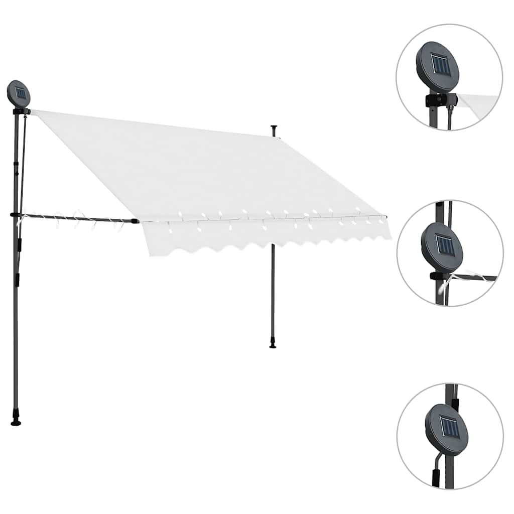 vidaXL Einziehbare Markise Handbetrieben mit LED 250 cm Creme