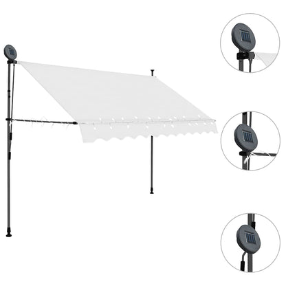 vidaXL Einziehbare Markise Handbetrieben mit LED 250 cm Creme