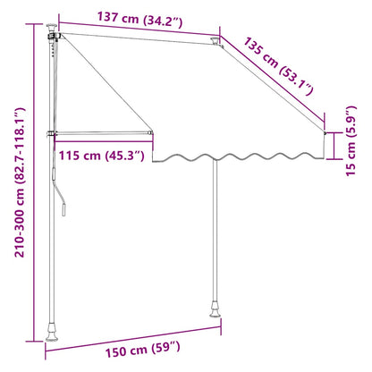 vidaXL Einziehbare Markise Handbetrieben mit LED 150 cm Orange Braun