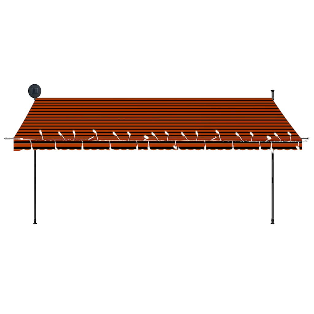 vidaXL Einziehbare Markise Handbetrieben mit LED 400 cm Orange Braun