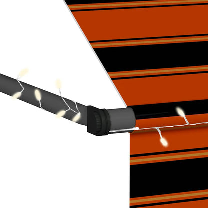 vidaXL Einziehbare Markise Handbetrieben mit LED 400 cm Orange Braun