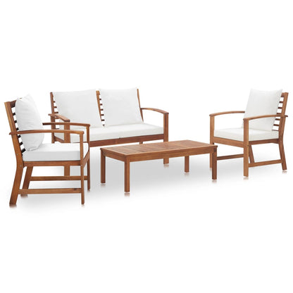 vidaXL Ensemble de salon de jardin 4 pcs avec coussins Bois d'acacia massif