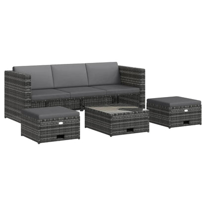 vidaXL Salon de jardin 4 pcs avec coussins résine tressée Gris