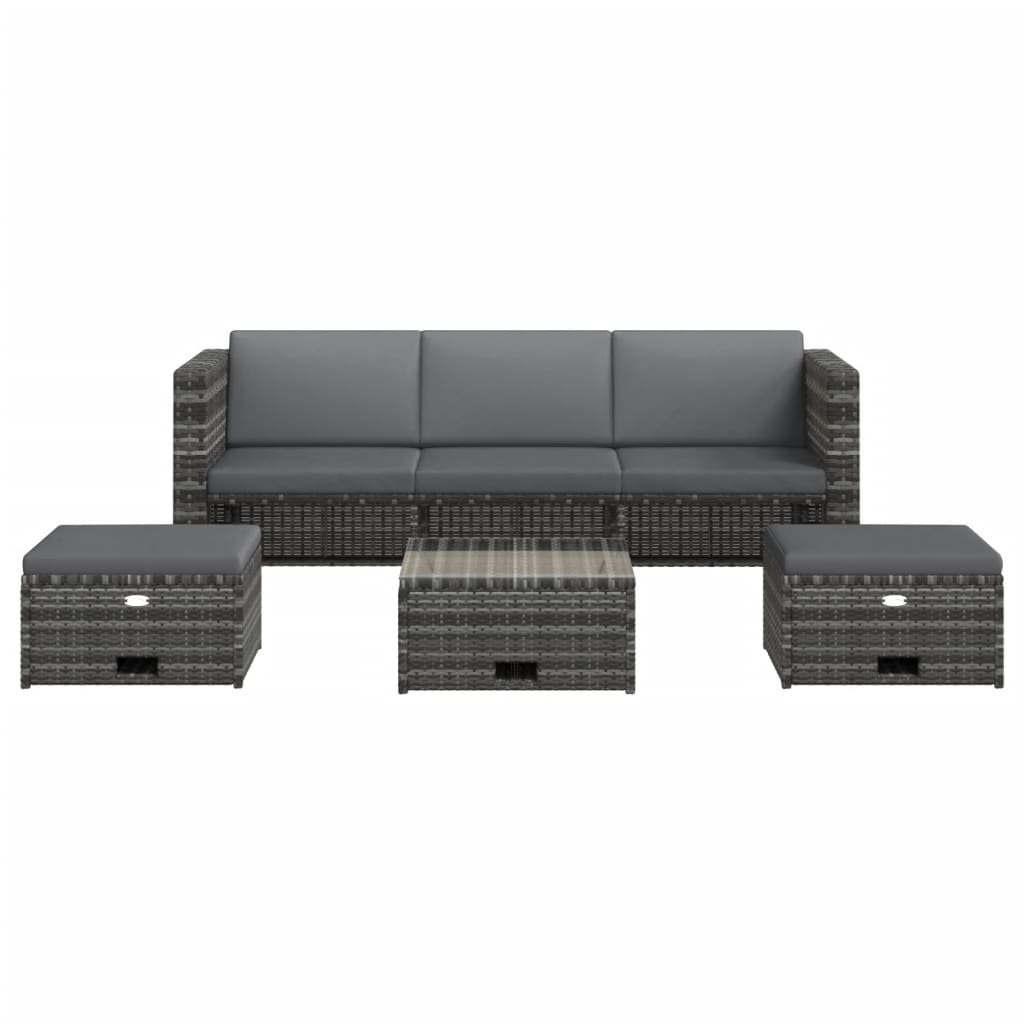 vidaXL Salon de jardin 4 pcs avec coussins résine tressée Gris