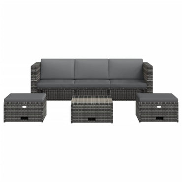 vidaXL Salon de jardin 4 pcs avec coussins résine tressée Gris