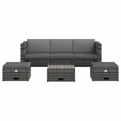 vidaXL Salon de jardin 4 pcs avec coussins résine tressée Gris