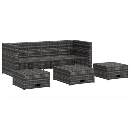 vidaXL Salon de jardin 4 pcs avec coussins résine tressée Gris