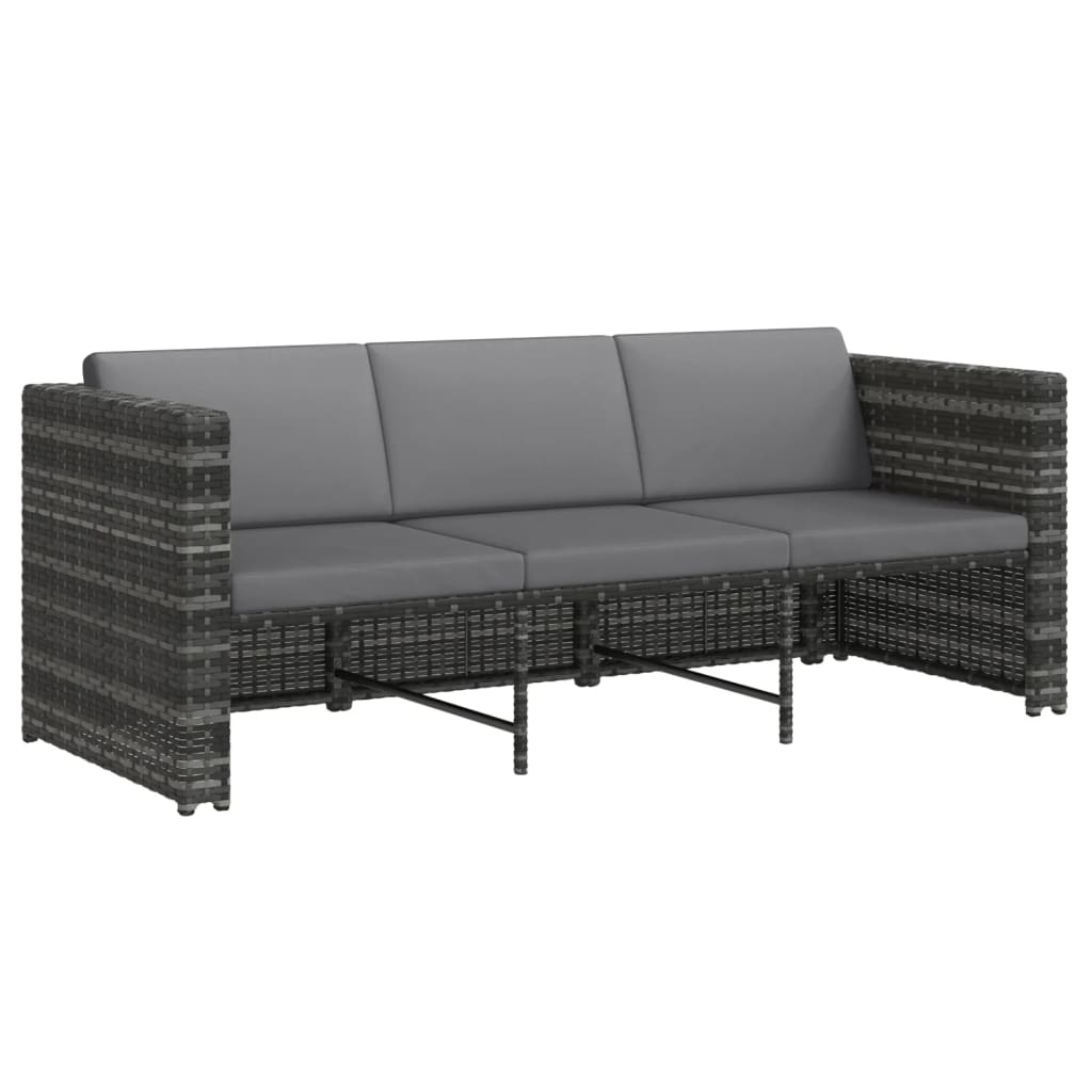 vidaXL Salon de jardin 4 pcs avec coussins résine tressée Gris