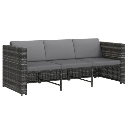 vidaXL Salon de jardin 4 pcs avec coussins résine tressée Gris