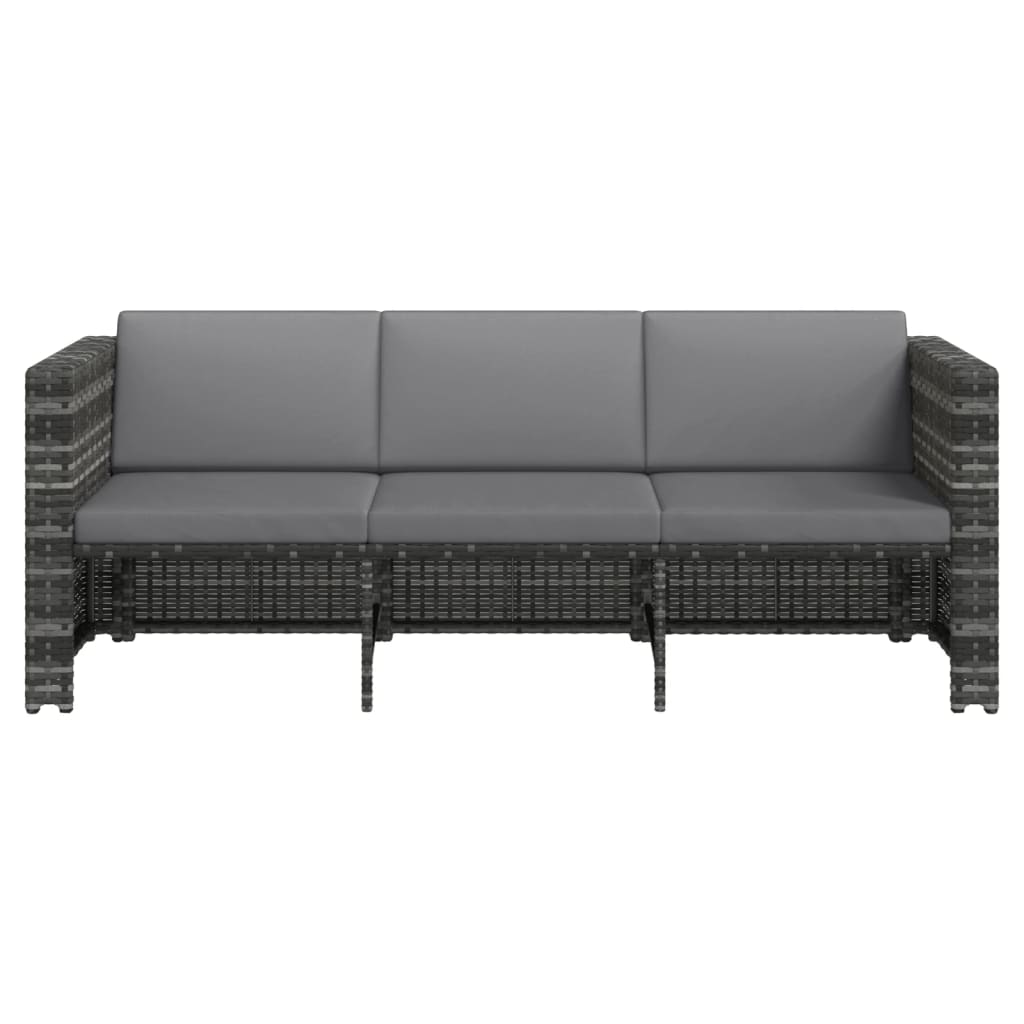 vidaXL Salon de jardin 4 pcs avec coussins résine tressée Gris
