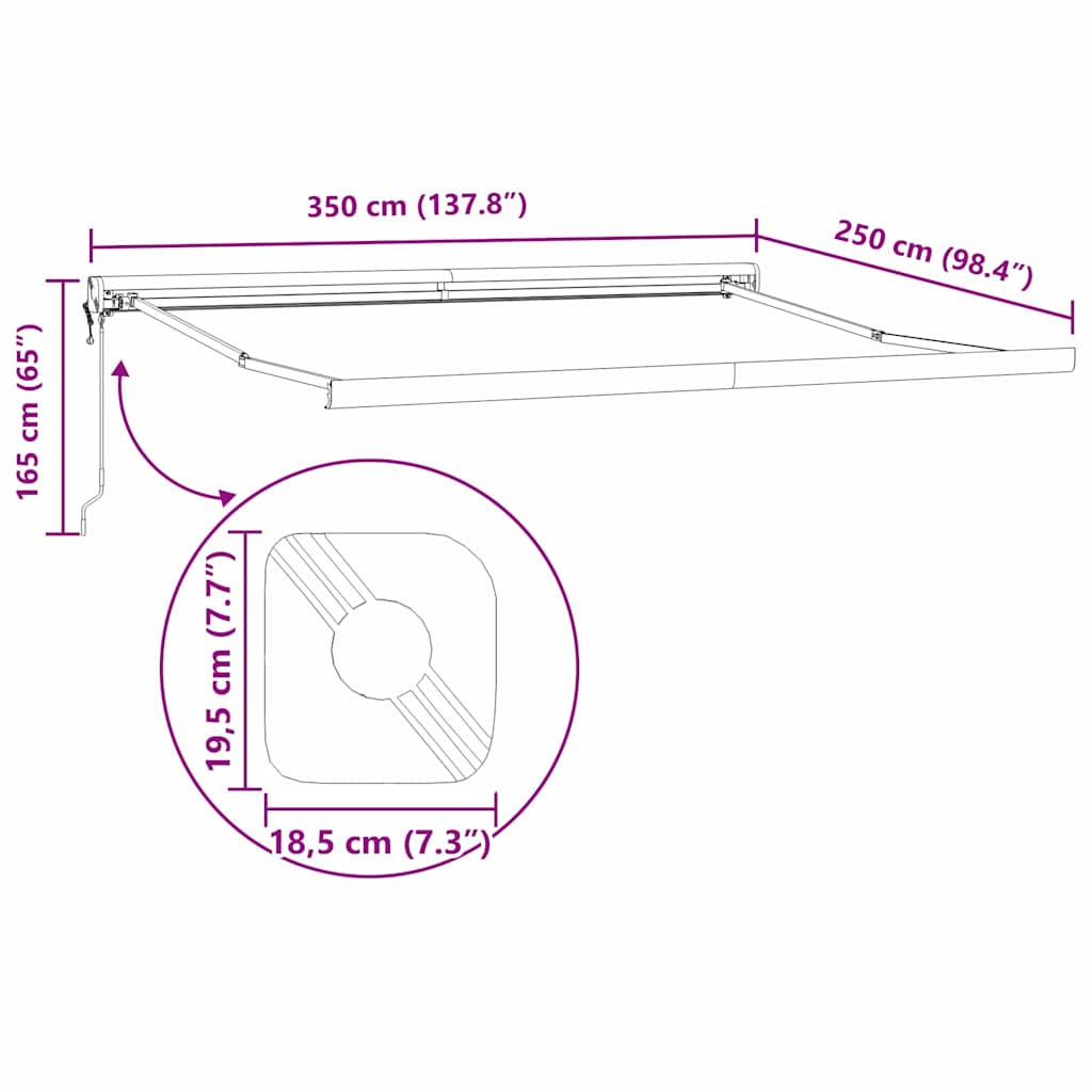 Markise Anthrazit 3,5 x 2,5 m Metall