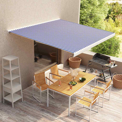vidaXL Toile de store banne Canvas Bleu & Blanc 450x300 cm