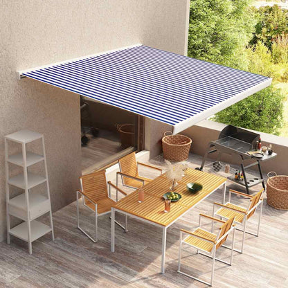 Toile de store banne vidaXL toile bleue et blanche 500x300 cm