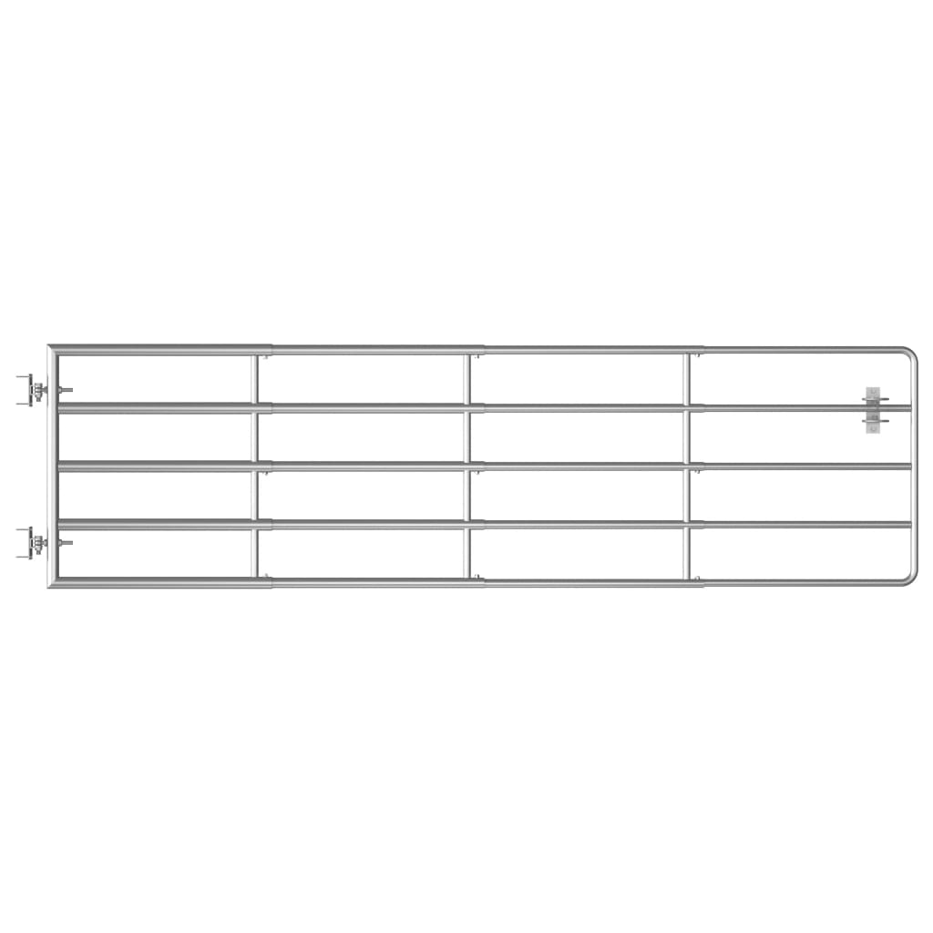 vidaXL 5-Rohre-Weidetor Stahl (115-300)×90 cm Silbern